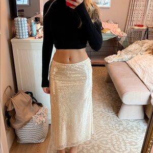 Sequin Cream Skirt